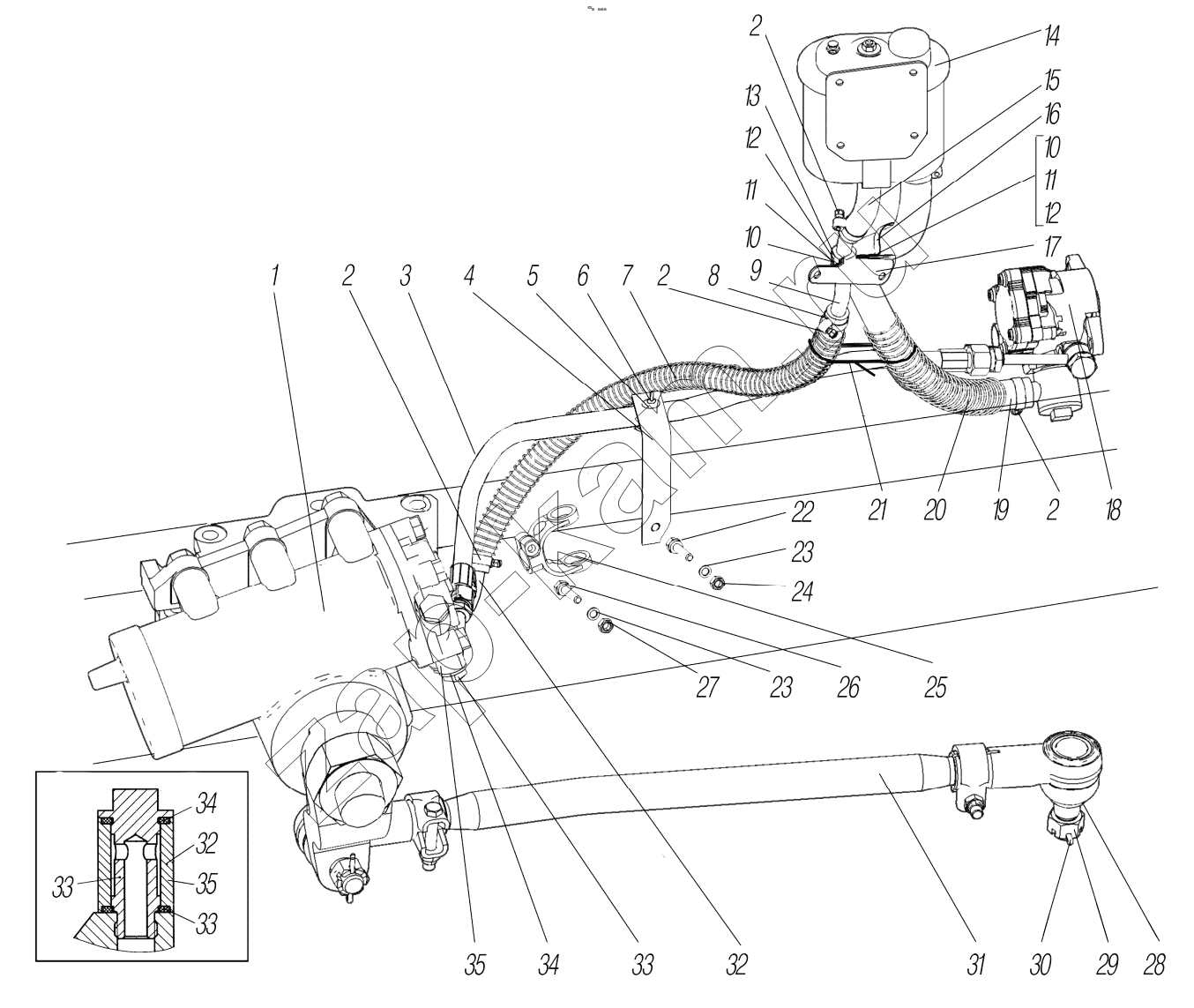 Схема/чертеж: Рулевое управление;Steering system / УралАЗ 4320-0006982-74 (NEXT)