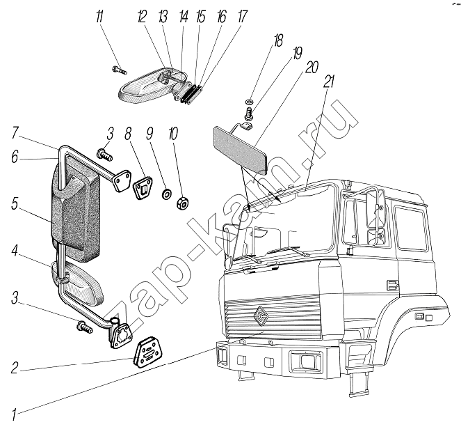 Схема/чертеж: Кабина в сборе / УралАЗ УРАЛ-44202-3511-80