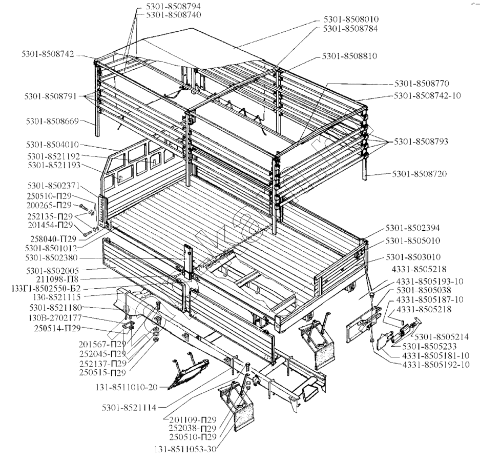 Схема/чертеж: Платформа автомобиля ЗИЛ-5301 / ЗИЛ-5301 (2006)