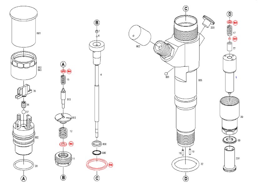 Схема форсунки Bosch 153 на КАМАЗ Евро-3,4,5 арт. 0445120153