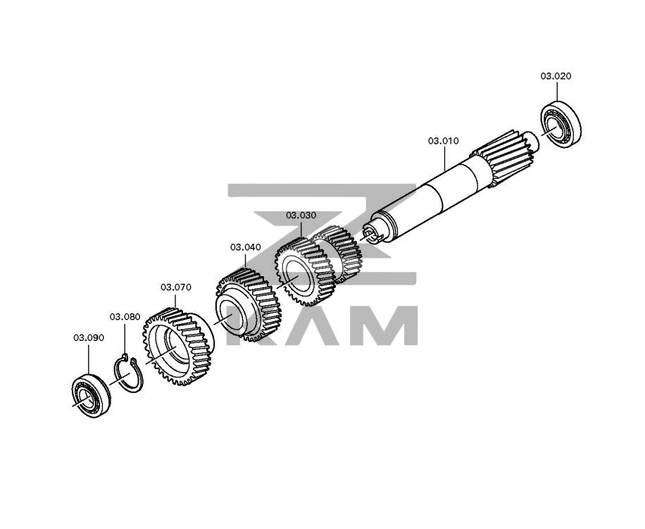 Вал промежуточный (в сборе, с подшипниками) ZF 9s1310 / ZF