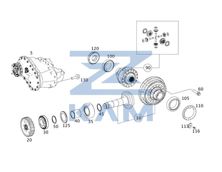 Редуктор средний X004040093 Daimler i= 5,143 (27/18) / Mercedes-Benz